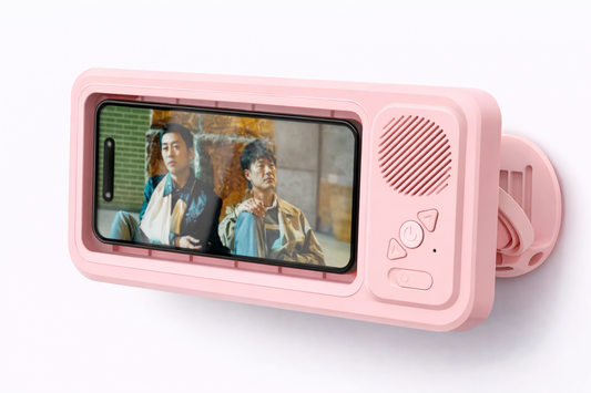 AquaView™ Waterproof Bathroom Phone Holder with Bluetooth Speaker